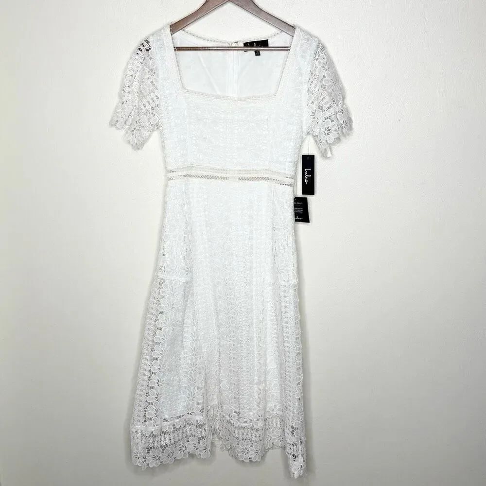 Lulu’s Live To Be Loved White Lace Midi Dress - Women’s US S - Picture 2 of 10